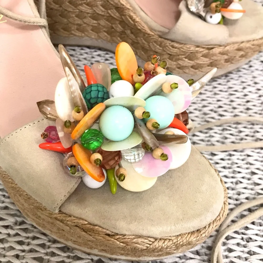 Stuart Weizman Embellished Platform Espadrille - Picture 3 of 16